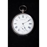 Waltham silver cased fob watch late, date letter f