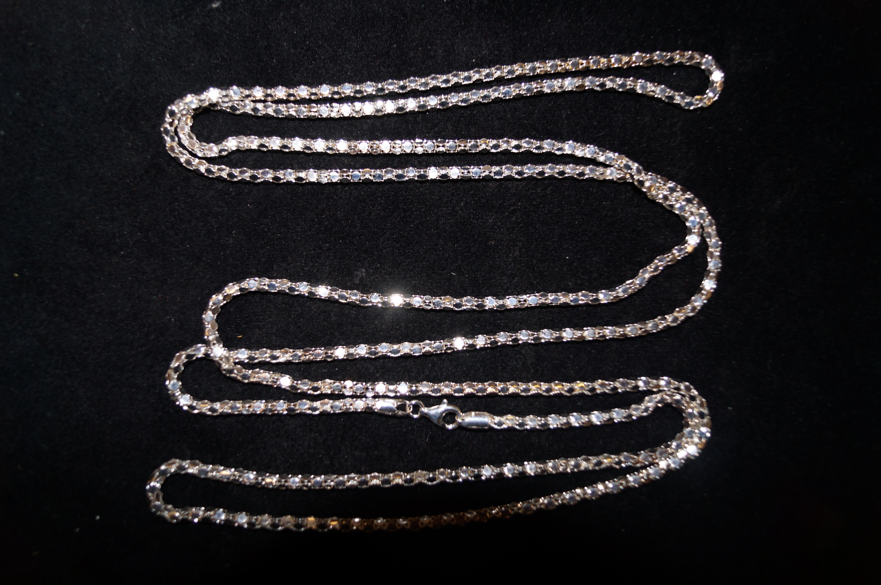 Long silver necklace