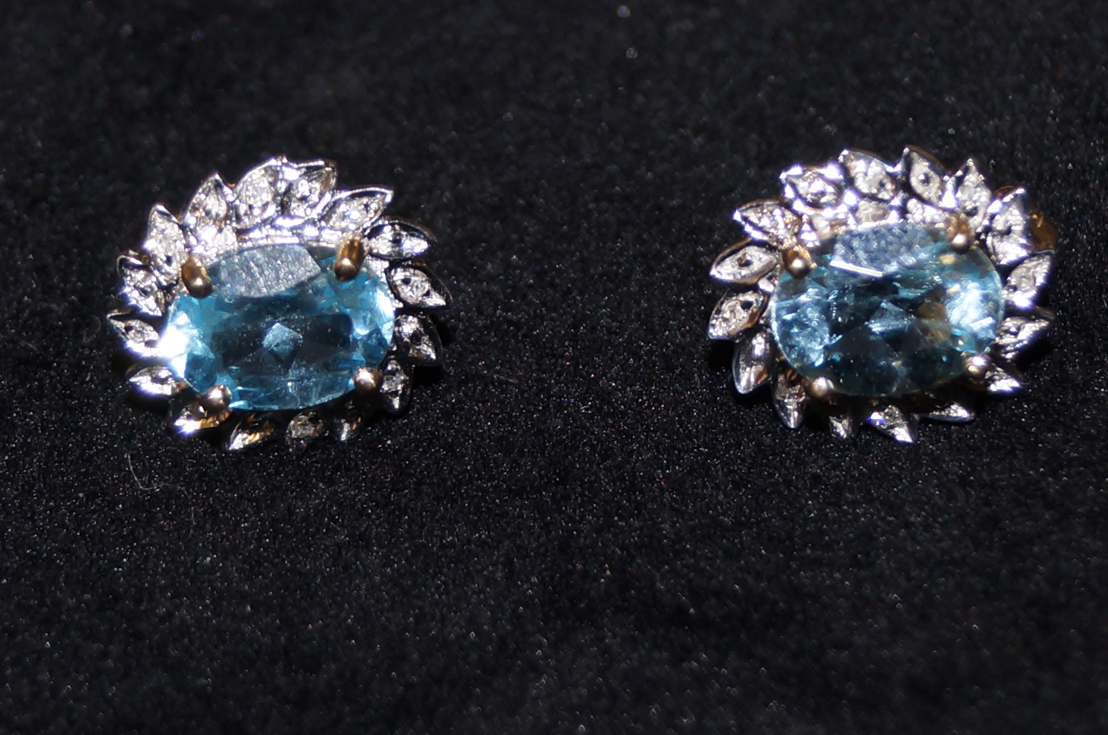 Pair of 9ct Gold aquamarine earrings