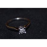 9ct white gold & diamond ring Size J