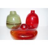 Three blown-glass vases, to include one 1950's exa