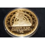 Large commemorative gold plated coin accession HN