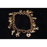 9ct Gold charm bracelet Weight 20g