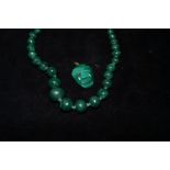 Malachite beaded necklace with pendant