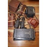 3 Vintage cameras & pair of binoculars