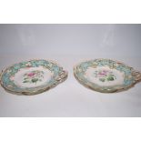 Pair of mid Victorian hand painted pedestal dishes