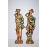 Pair of resin oriental figures Height 49 cm