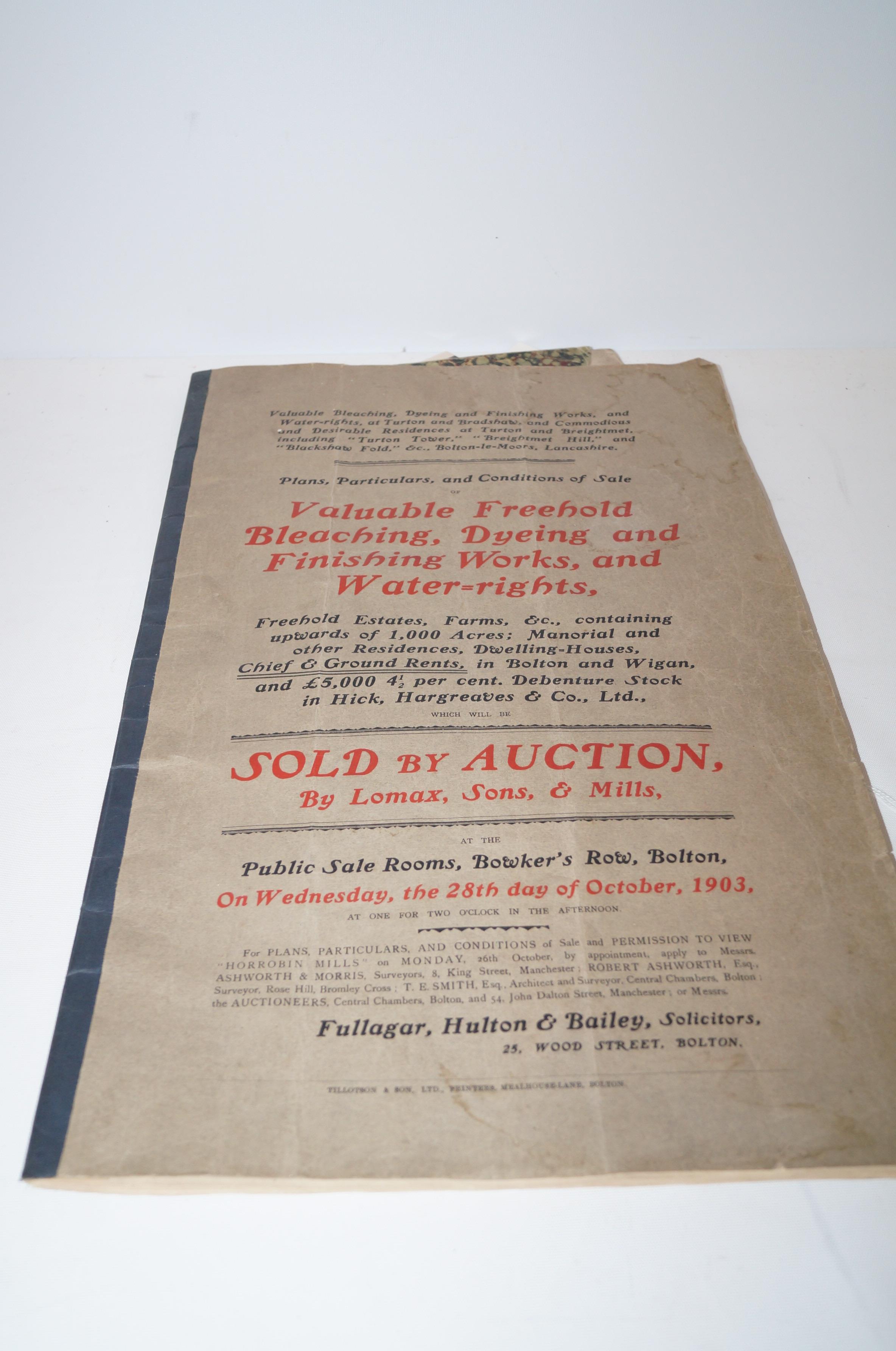 Edwardian bleach works auction catalogue related t