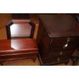 Mahogany sewing box, mirror & side Chester draws