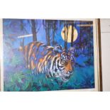 Framed oil painting of a tiger signed S. Critchley
