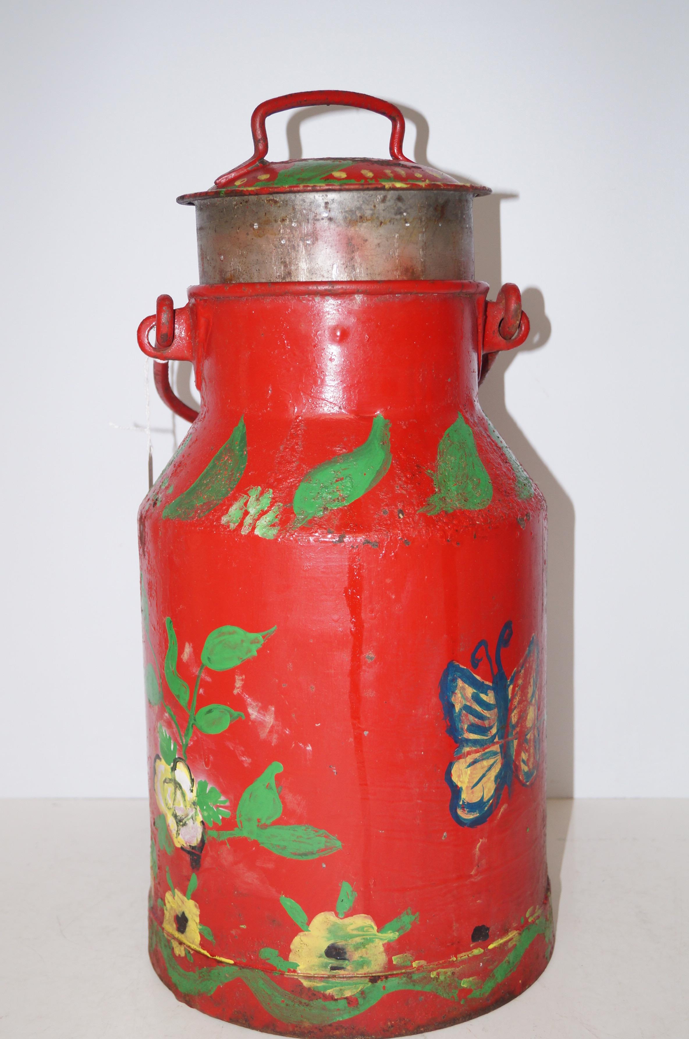 Painted milk churn Height 48 cm