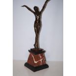 Bronze art deco style figure of a nude dancer on a