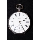 Silver opened face pocketwatch with fusee movement