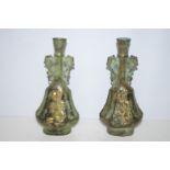Pair of bronze dragon vases Height 25 cm