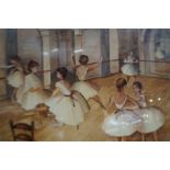 Framed watercolour depicting a ballet lesson by Ar