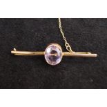 9ct Gold pin brooch set with large amethyst? with