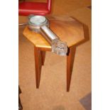 Octagonal side table together with a oak barometer