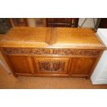 Edwardian carved oak blanket box