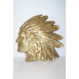 Brass native american wall plaque Height 34 cm