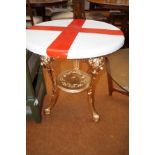 Painted pub table on cast iron legs