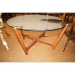 Glass & teak coffee table