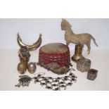 Group of eastern metal items to include brass moun