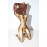 Erotic Bronze figure of a lady kneeling Height 22