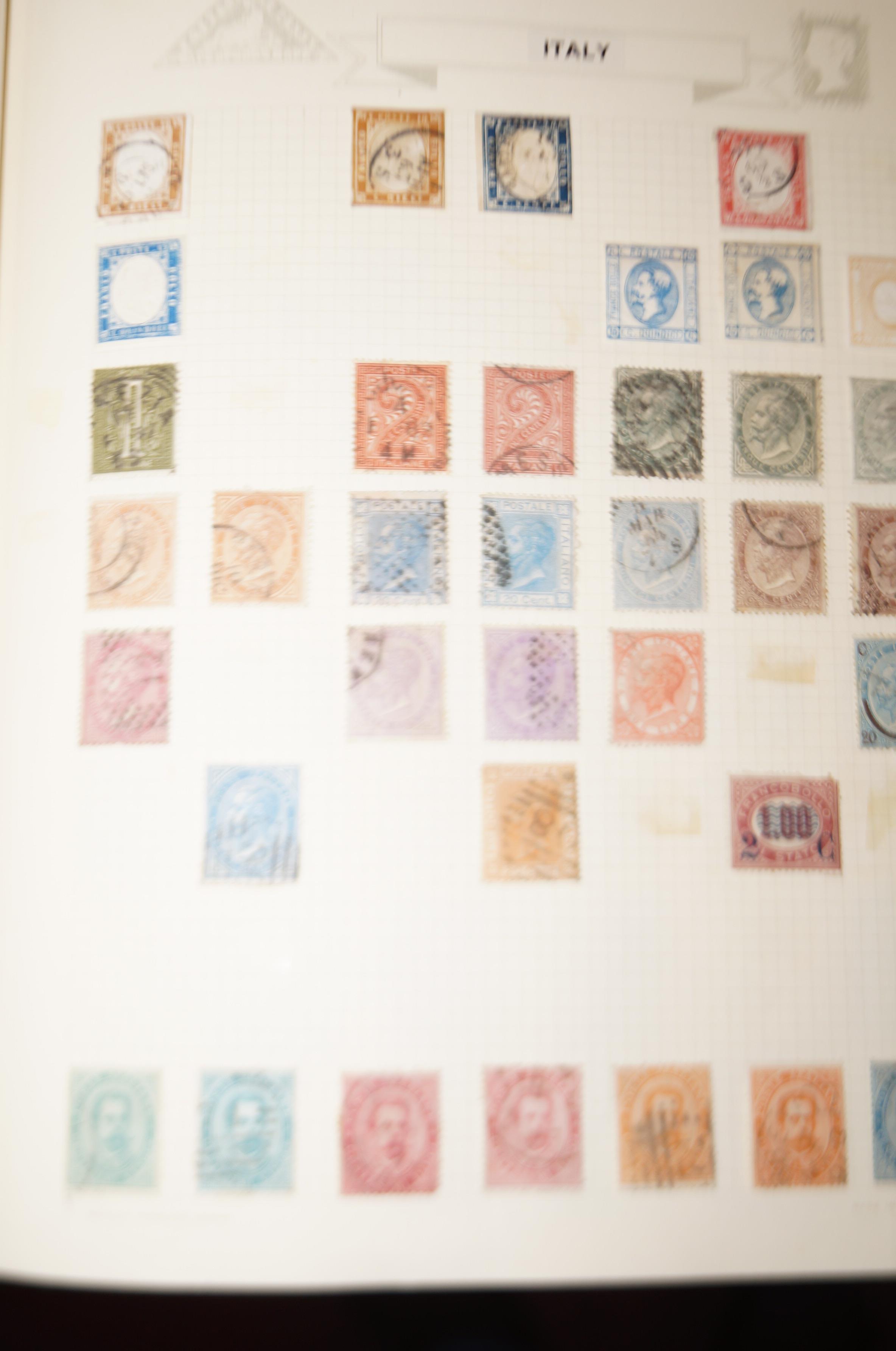 Green Spring Back Stamp album containing a collect