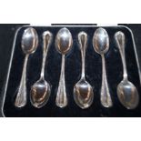 Case set of 6 silver spoons, Birmingham hallmark