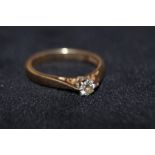 9ct Gold solitaire diamond ring Size K