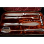 Cased silver plated flat ware set with cheese scoo