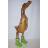 Wooden duck in hunter boots Height 50 cm