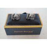 Pair of Aston brown musical cufflinks