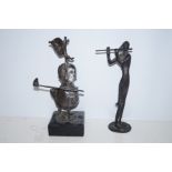 2 Abstract bronze figures Largest 28 cm