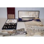 Group of plated flatware, some cased