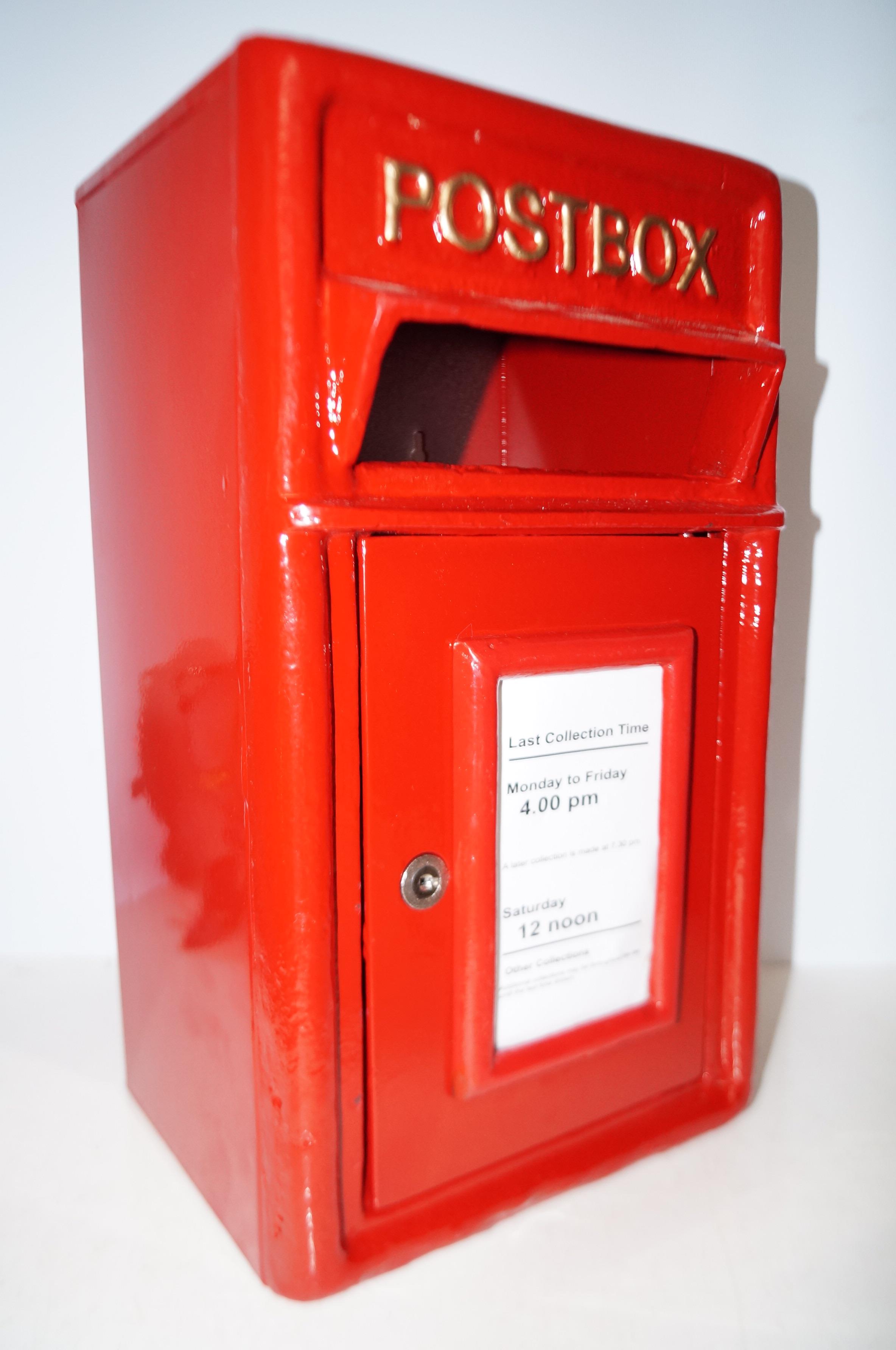 Red cast iron post box Height 45 cm