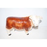 Melba ware figure of a hereford bull Length 26 cm