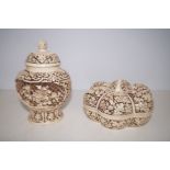 Lidded bowl & lidded temple jar by ivory dynasty