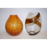 2 Large art glass vases, 1 being blown Largest 31