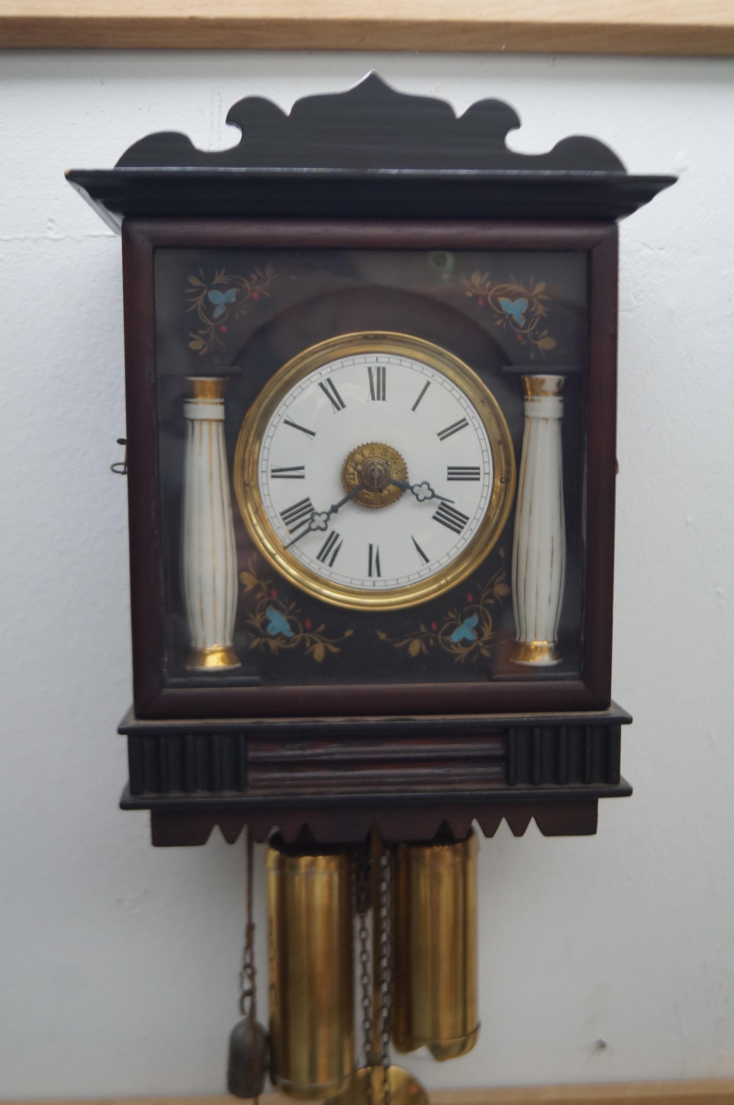 Victorian mounted wall clock with enamel dial