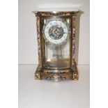 A French Champleve Enamel Mantle Clock The dial wi