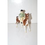 Beswick Sqewbald Pony with a female rider. Height