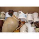 Collection of stone ware bottles, cheese dishes &