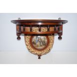 Mahogany wall shelf with prattware lid plaque Heig