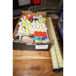 Quantity of golf balls, set of snooker balls to include dominos etc