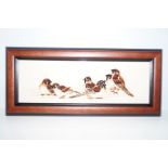 Moorcroft framed plaque tree sparrows 16 cm 36 cm