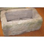 Heavy Rectangular antique stone trough 30 cm x 44