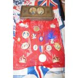 Commemorative items & tin to include silks ect