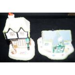 2 Coalport model houses, The curiosity shop & The