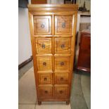 Contemporary solid hard wood bank of 10 draws